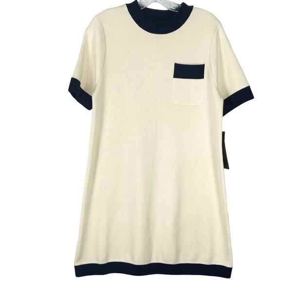 NWT TUCKERNUCK Dress M White Black Knit Wool-blend Short-Sleeve Stretch”Merritt” - Picture 2 of 7